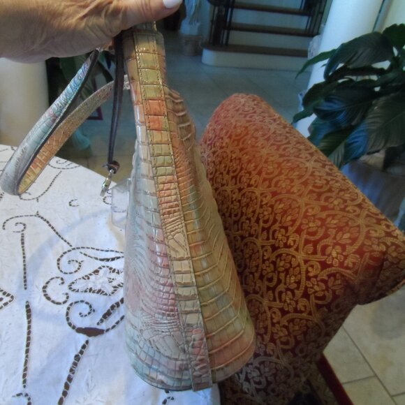 Brahmin “Katie” Pastel Multi-Color Melbourne Croc-Embossed Leather Shoulder Bag - Picture 5 of 16